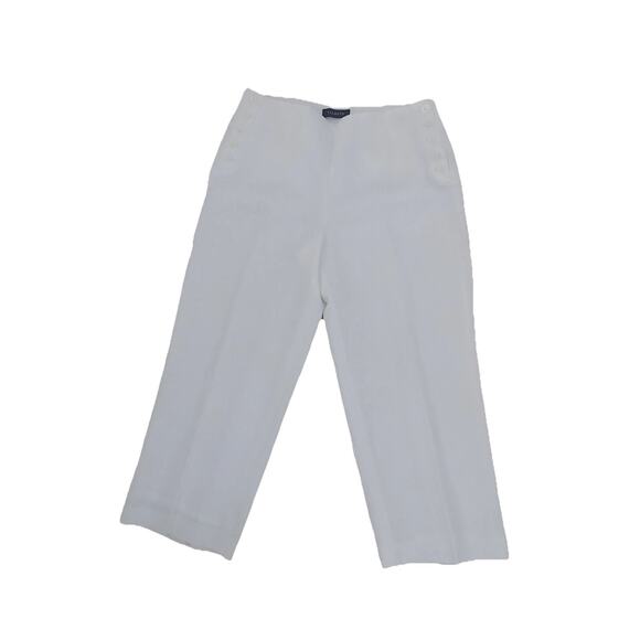 Talbots Chelsea Crop white linen pants size 8 - Picture 1 of 10